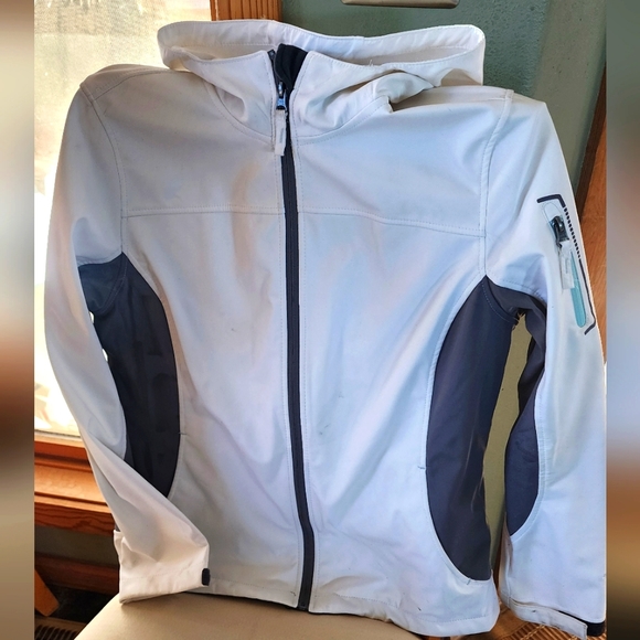 White and Grey women's windbreaker free tech size large 12-14 - Picture 1 of 4